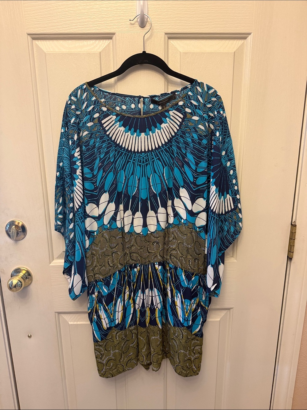 BCBGmaxazria Teal Printed Tunic Dress